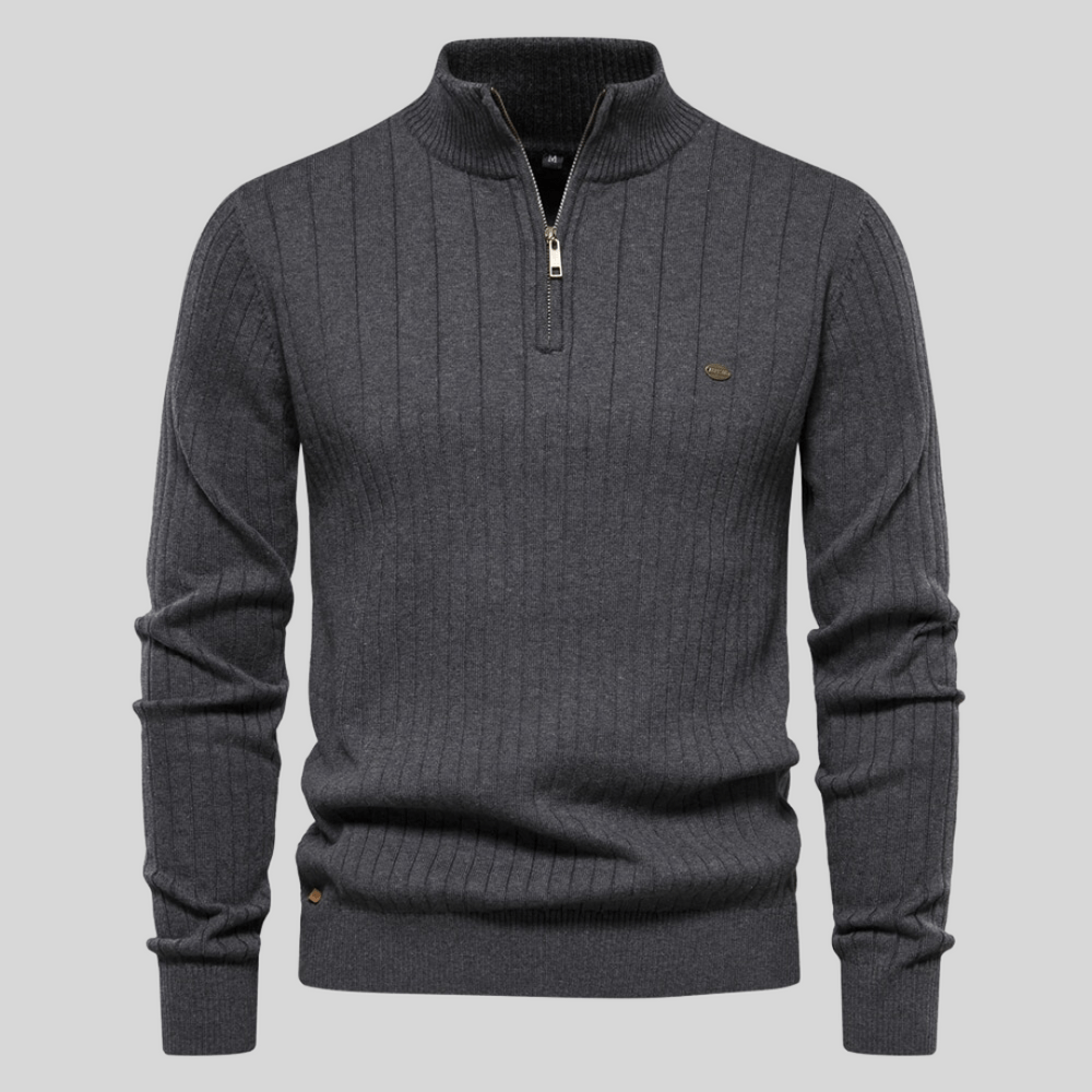 ARCHIE | RIBBED HALF-ZIP SWEATER