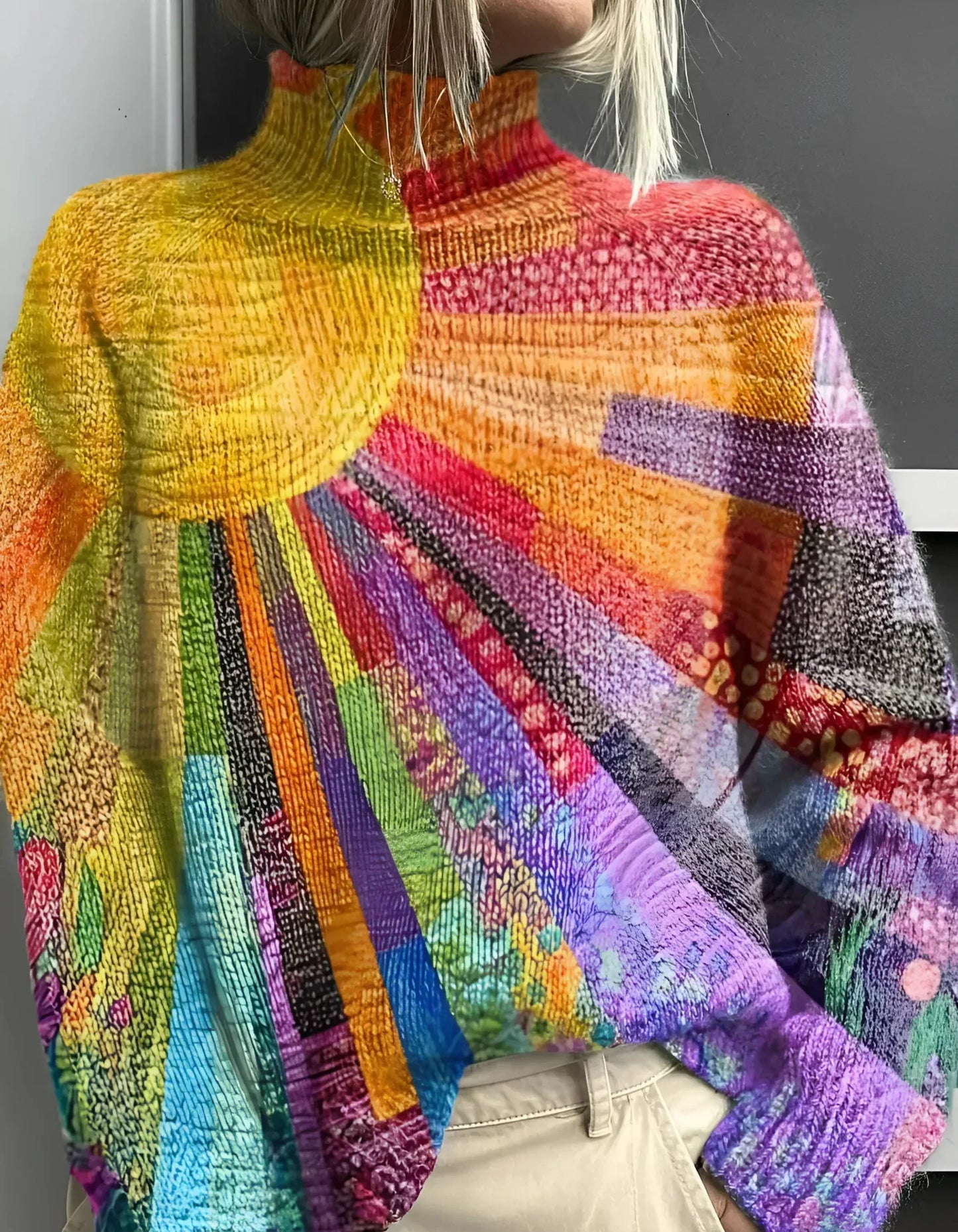 POPPY | COLOURFUL HIGH COLLAR SWEATER