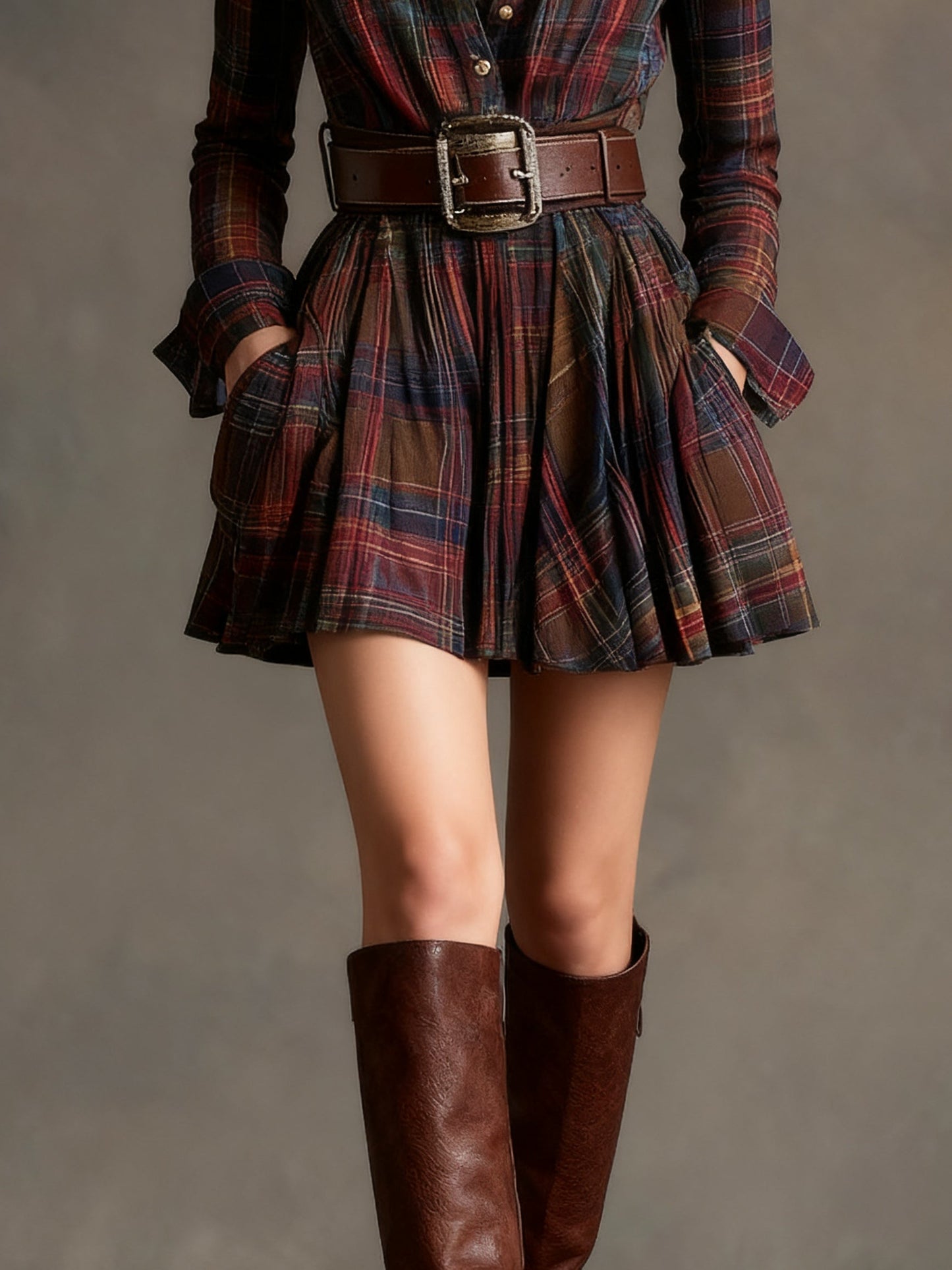 LEILA | CHECKED SHIRT DRESS