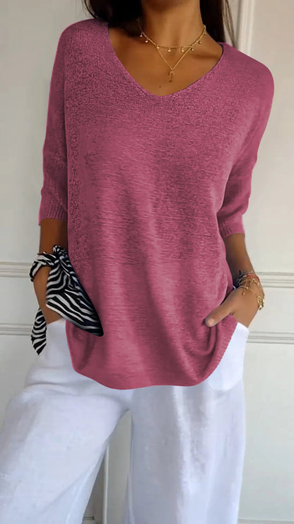 ELLA | V-NECK PULLOVER TOP