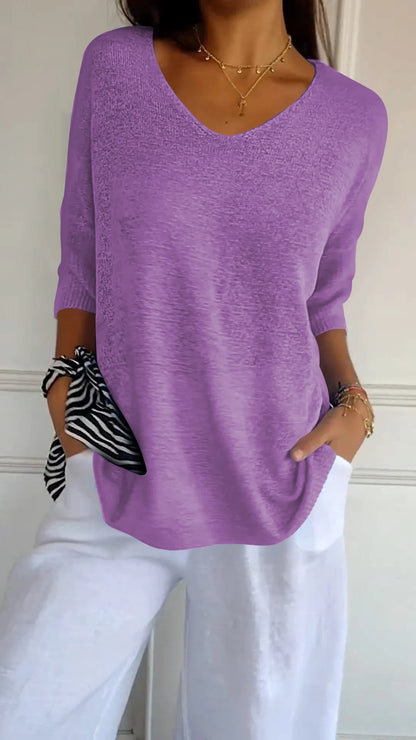 ELLA | V-NECK PULLOVER TOP