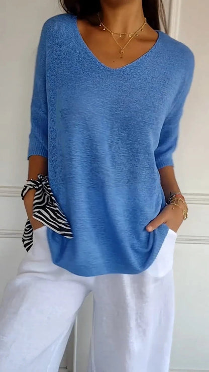 ELLA | V-NECK PULLOVER TOP