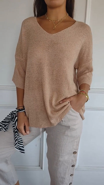 ELLA | V-NECK PULLOVER TOP