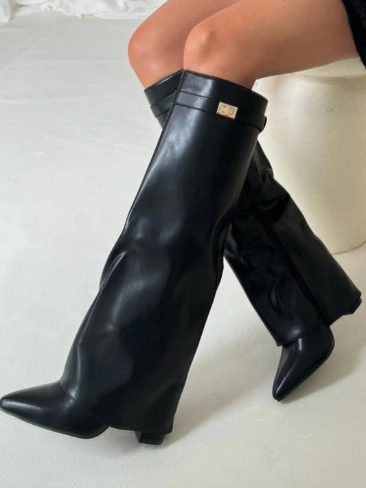 CLARA | WIDE LEG LEATHER BOOTS