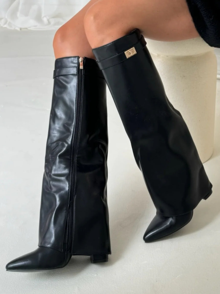 CLARA | WIDE LEG LEATHER BOOTS