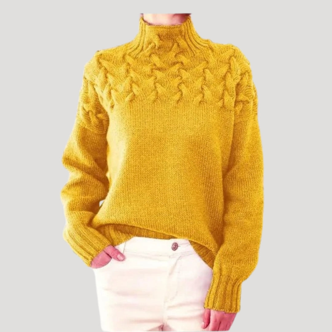 ISABEL | CABLE HIGH-NECK SWEATER