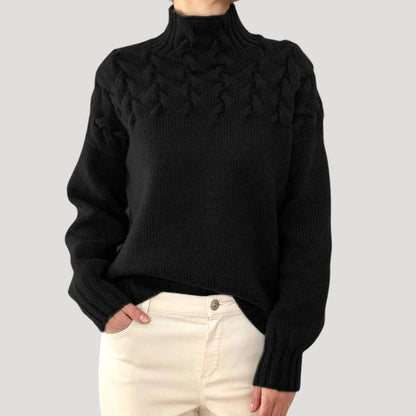 ISABEL | CABLE HIGH-NECK SWEATER