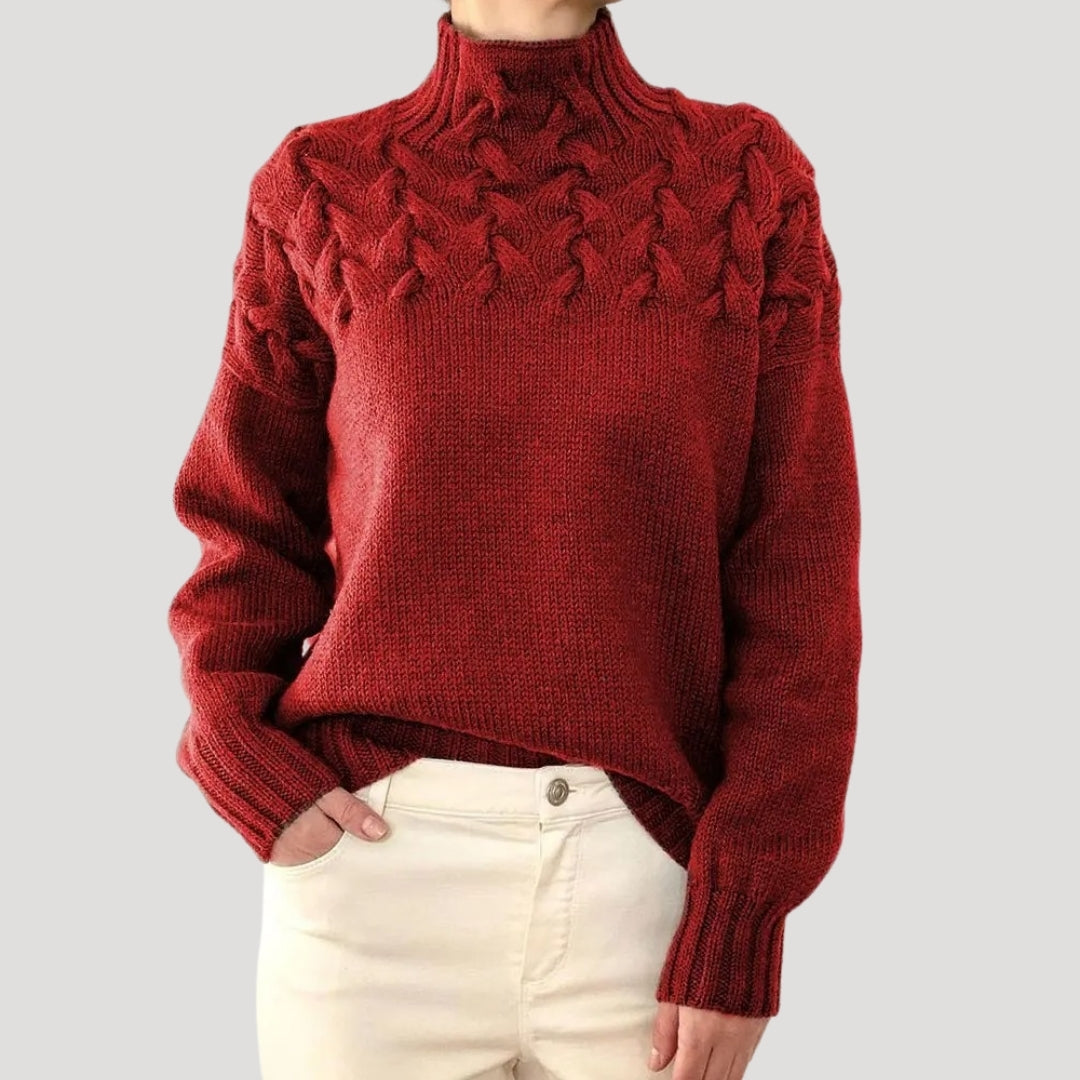 ISABEL | CABLE HIGH-NECK SWEATER