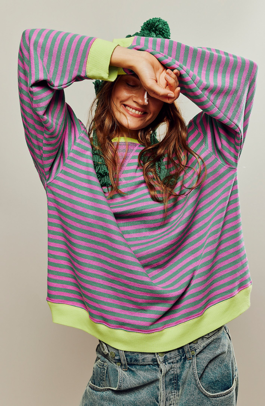 OLIVIA | STRIPED CREWNECK SWEATER