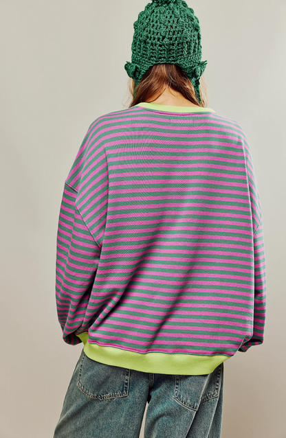 OLIVIA | STRIPED CREWNECK SWEATER