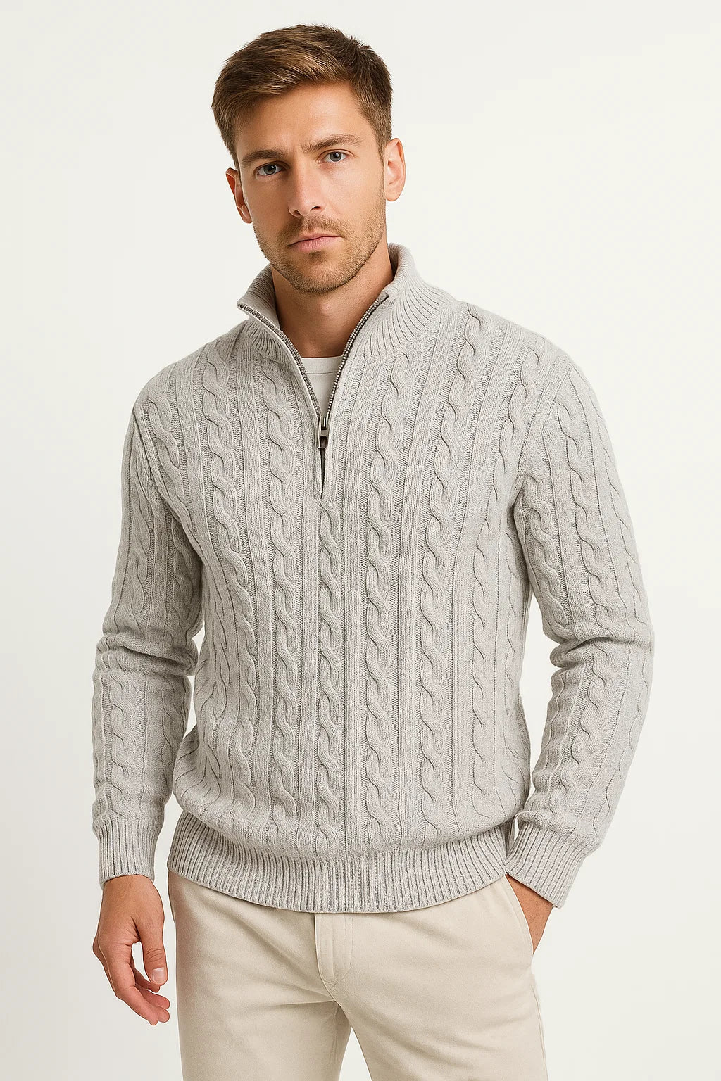 NATHAN | SPRING ZIP NECK SWEATER