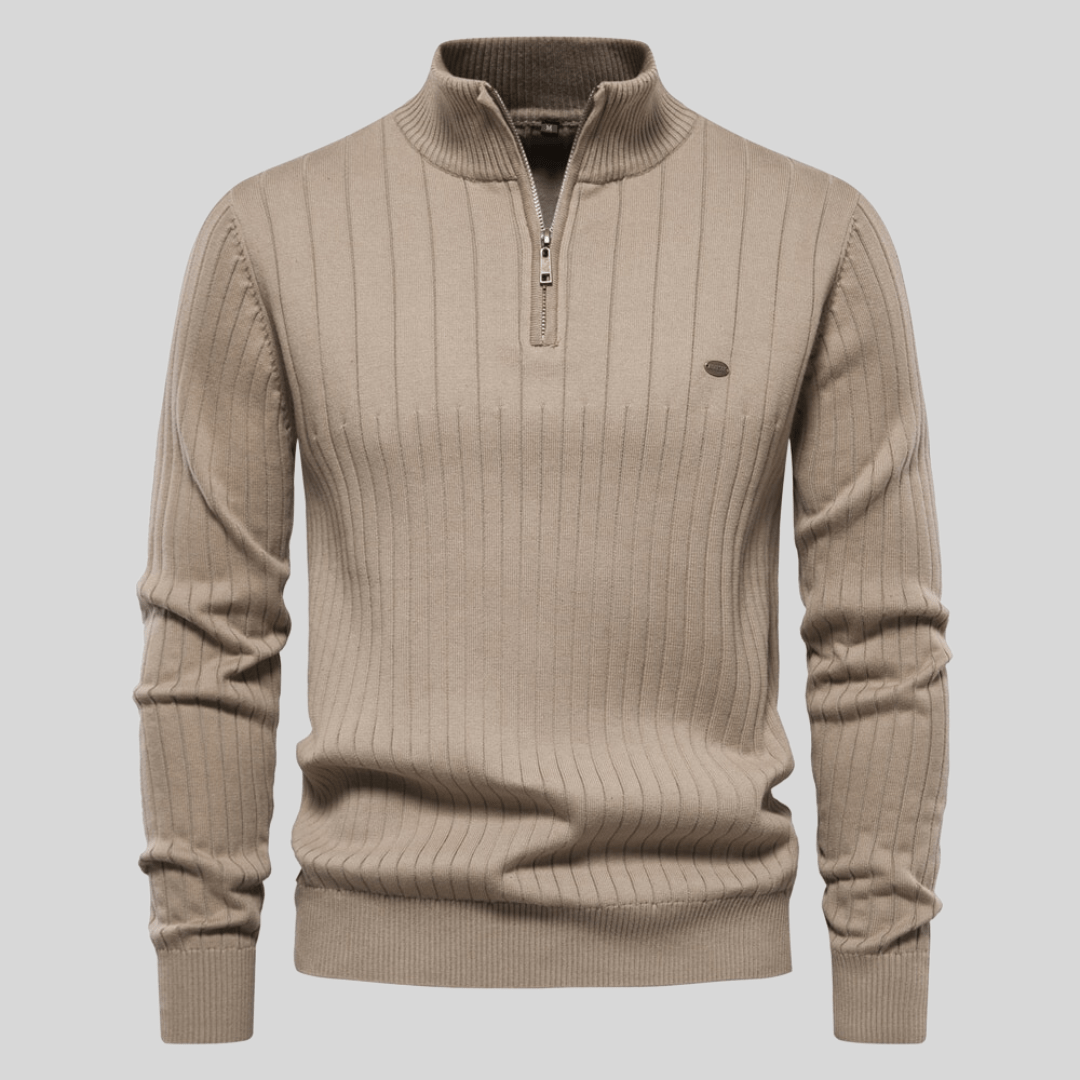 ARCHIE | RIBBED HALF-ZIP SWEATER