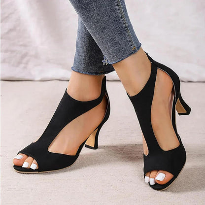 KATIE | OPEN TOE MID HEELS