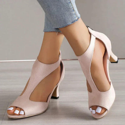 KATIE | OPEN TOE MID HEELS