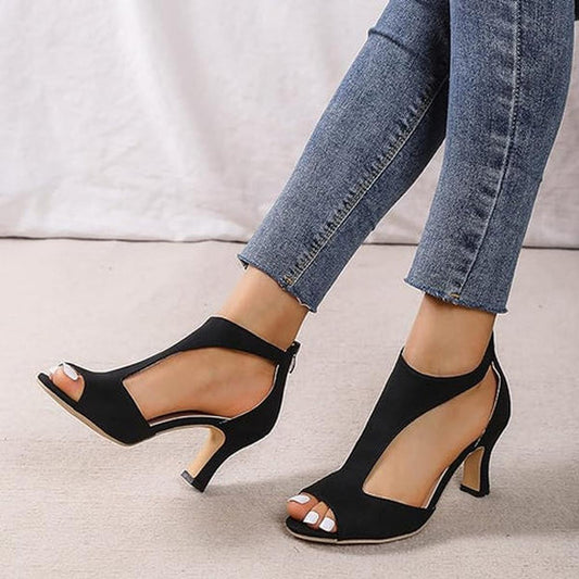 KATIE | OPEN TOE MID HEELS