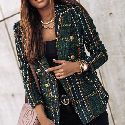 BELLA | CHECK DOUBLE BREASTED BLAZER