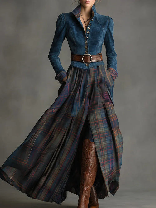 CRISTINA | BLUE SUEDE MAXI DRESS
