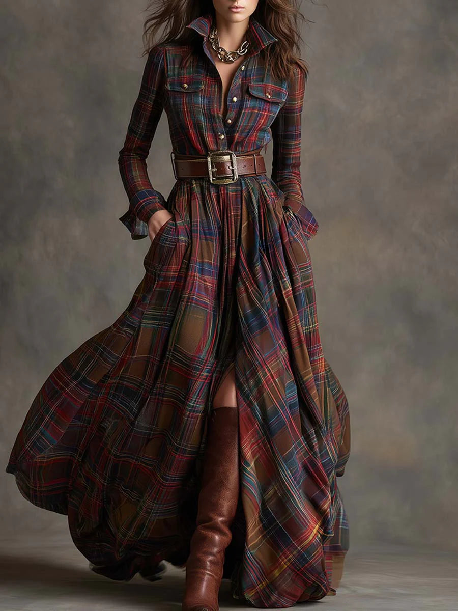 ROSE | CHECKED MAXI DRESS