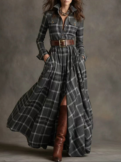 ROSE | CHECKED MAXI DRESS