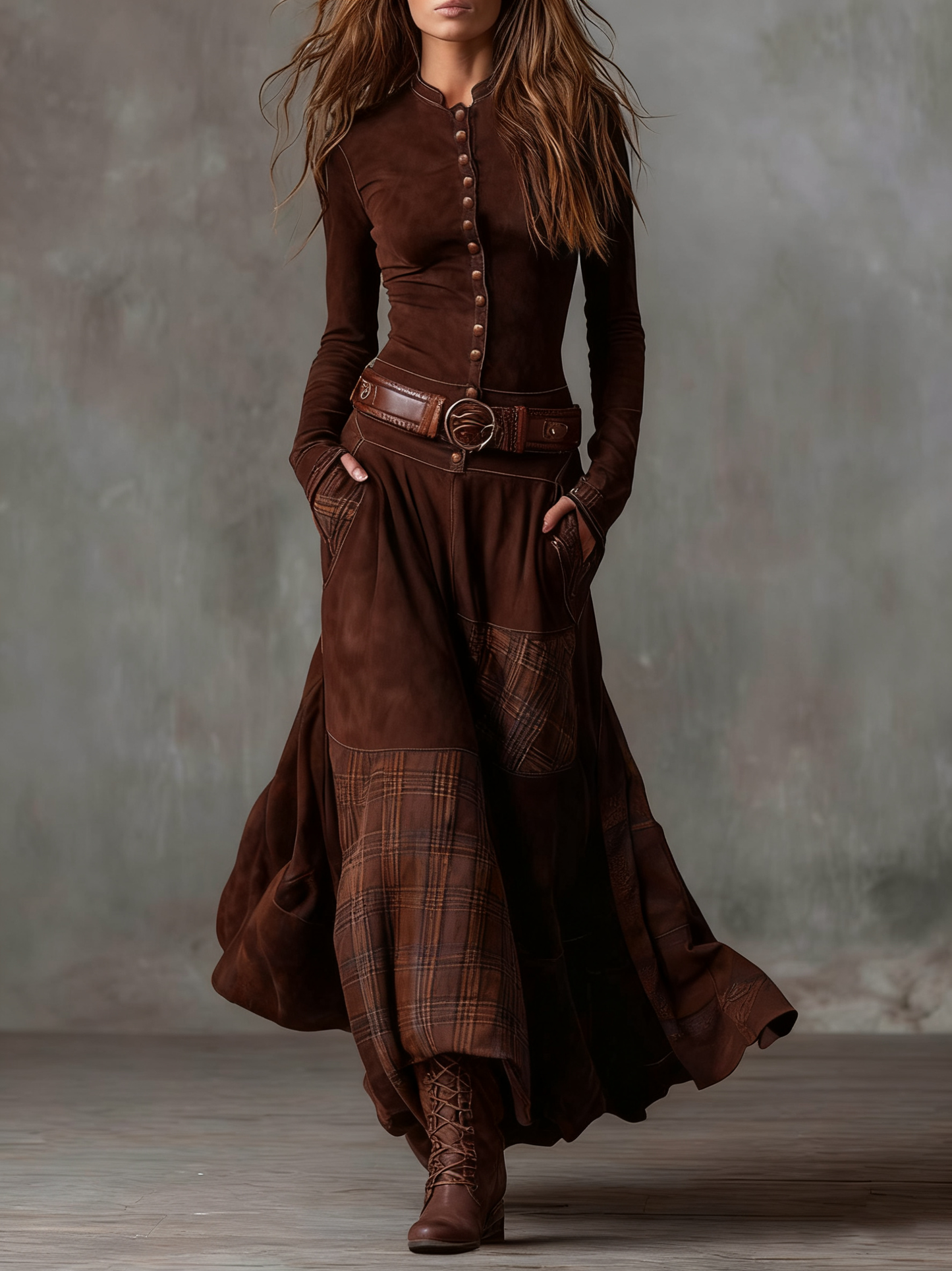 NADIA | MAXI SUEDE DRESS