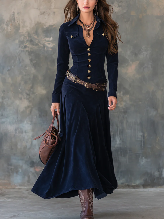 DIANA | LONG SUEDE DRESS