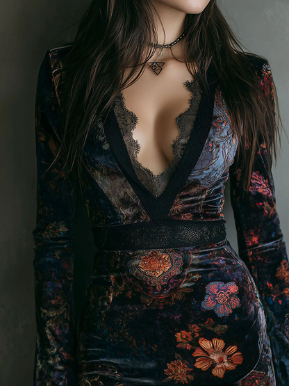 LIA | VELVET FLORAL DRESS