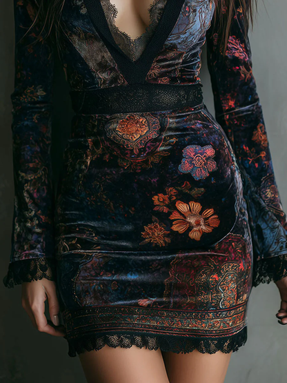 LIA | VELVET FLORAL DRESS