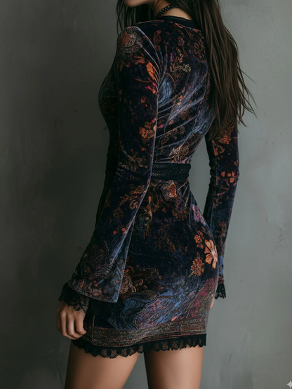 LIA | VELVET FLORAL DRESS