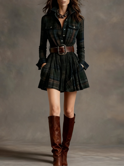 LEILA | CHECKED SHIRT DRESS