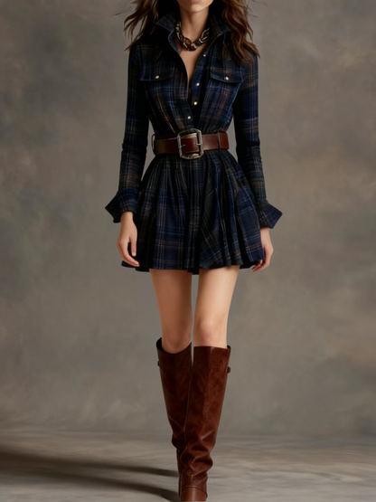 LEILA | CHECKED SHIRT DRESS