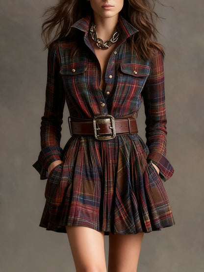 LEILA | CHECKED SHIRT DRESS