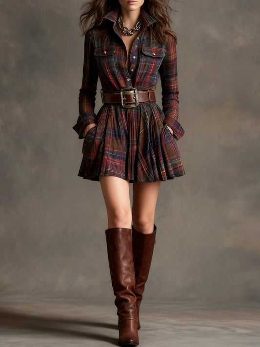 LEILA | CHECKED SHIRT DRESS